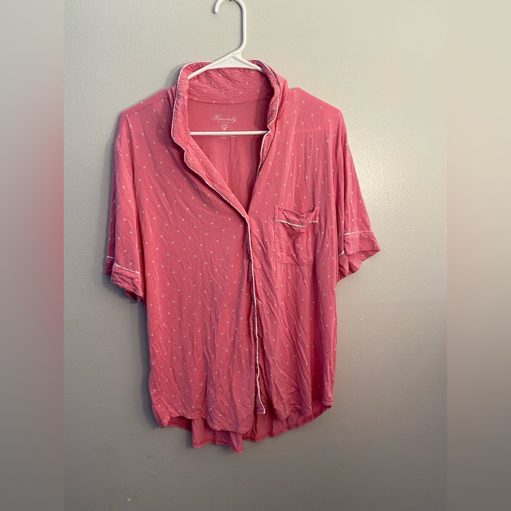 Heavenly Victoria’s Secret Pink Pajama Polka Dot Shirt Medium